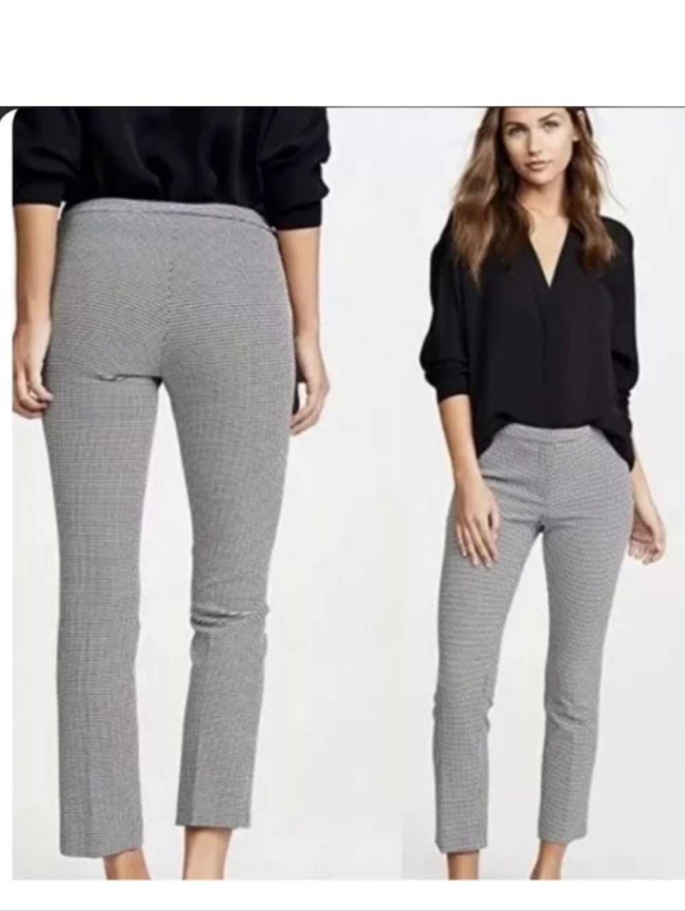 Theory Classic Skinny Pant Black/Ivory Houndstooth Size 0